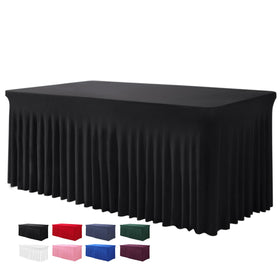 BDDC table skirt for 6ft rectangle tables in black with a clean banquet look