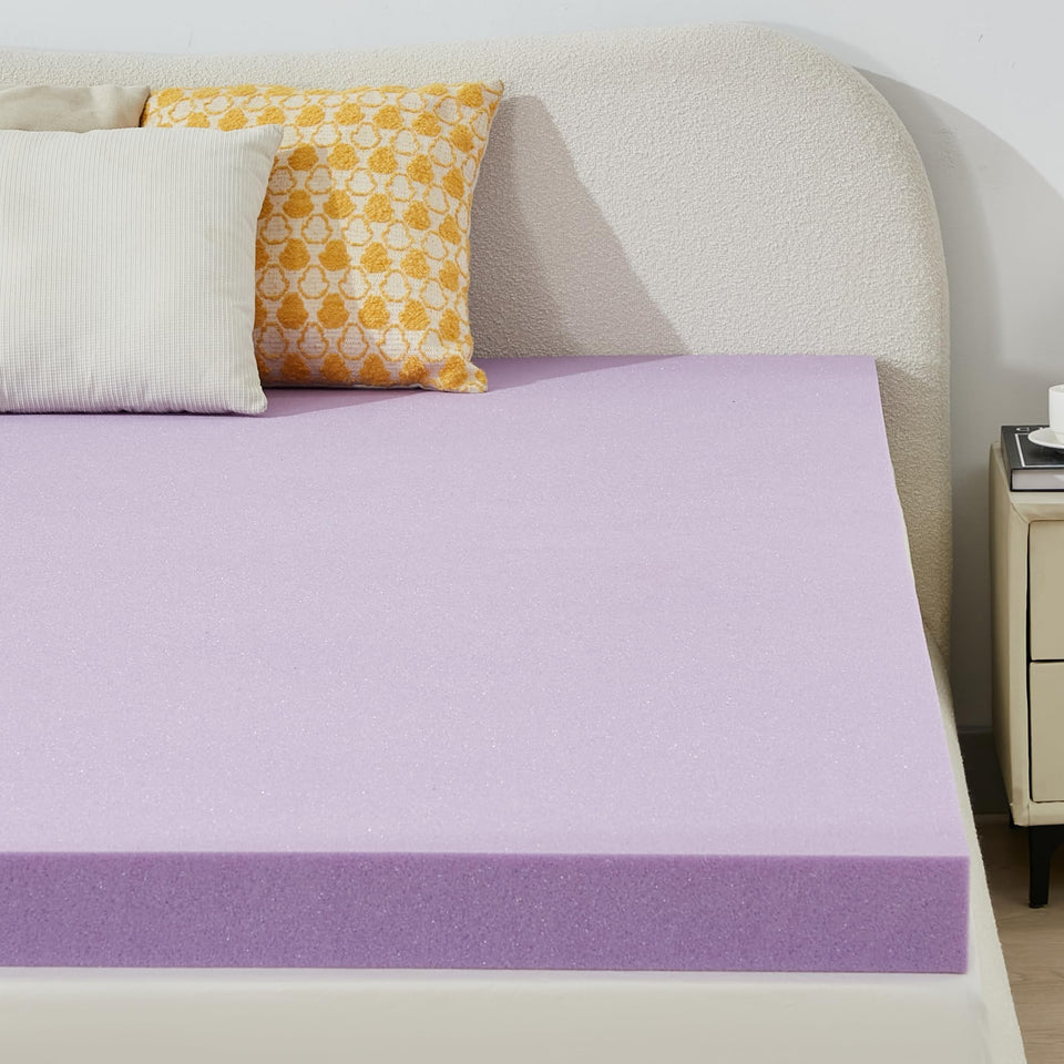 BDEUS 2-Inch Gel Memory Foam Topper on bed for enhanced support and comfort.