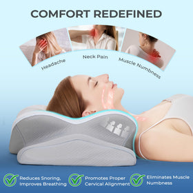 BDEUS butterfly contour eases shoulder space and centers the head.