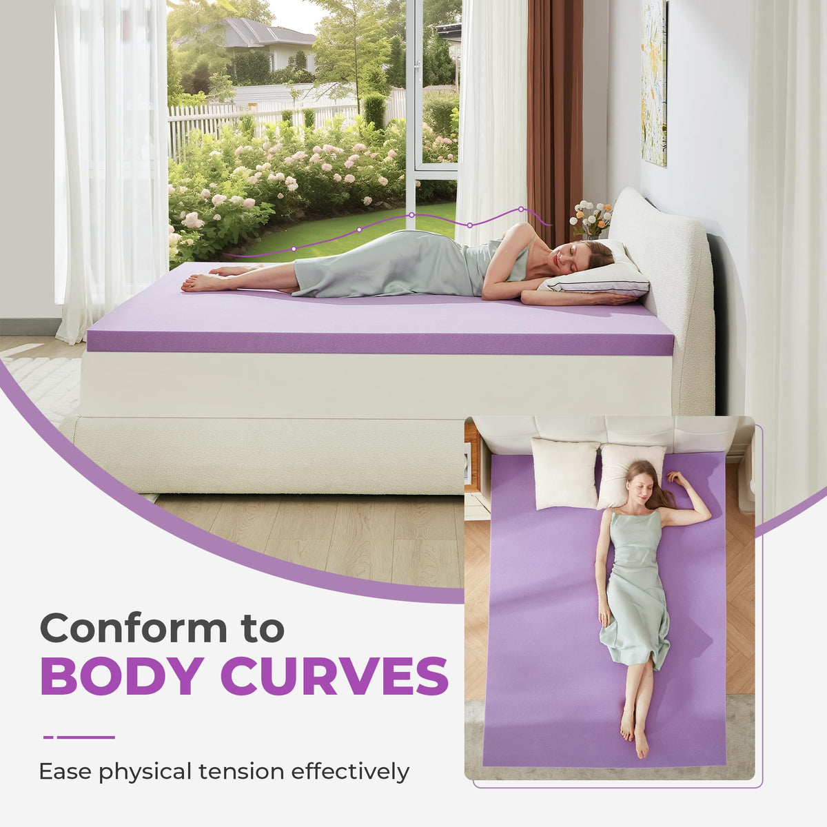 BDEUS memory foam conforms to body shape to distribute weight.