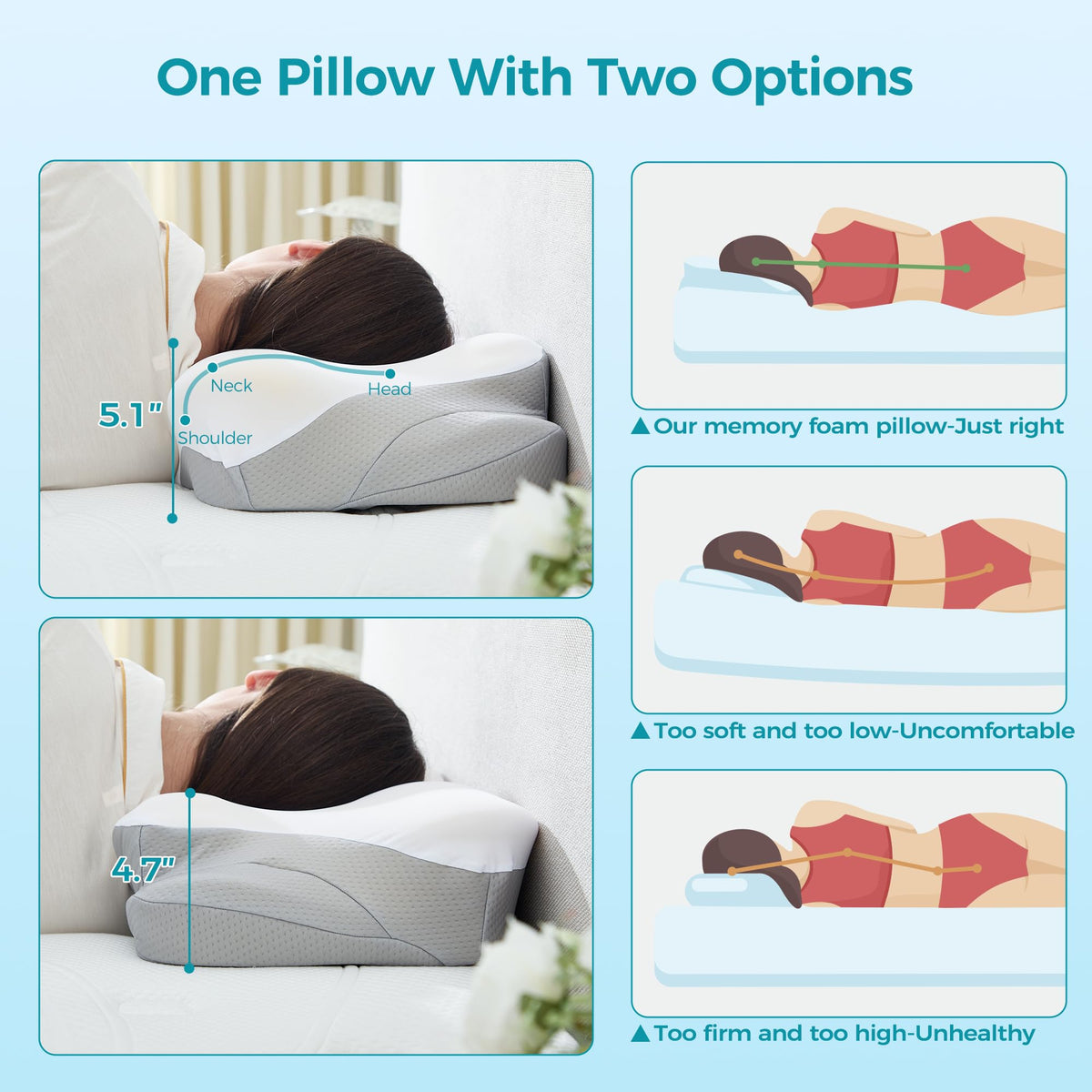 BDEUS high-density memory foam conforms to your head for comfort