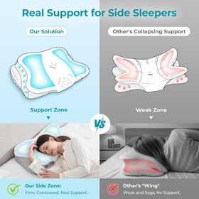 BDEUS neck-support side sleeper design provides shoulder space and alignment