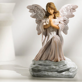 BDJBXK Guardian Angel statue with praying hands, front view, perfect memorial décor.
