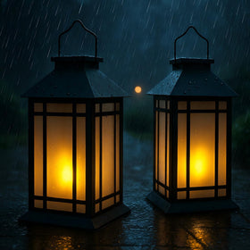 Bdor lantern side view showing rustic brushed finish for garden paths