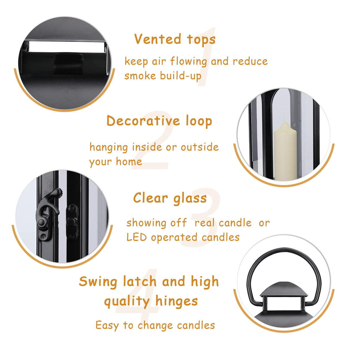 Bdor 2-pack 20-inch wall hanging lanterns provide versatile lighting options