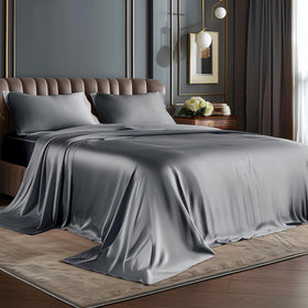 BEDELITE satin sheets full size bed set with luxurious silky touch for hair and skin.