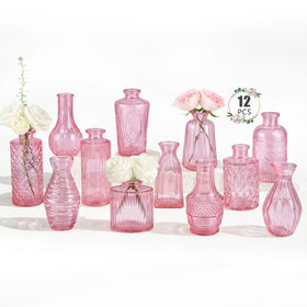 BEAHOT pink bud vases 12-pack for elegant centerpieces and home décor.