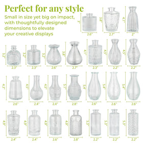 BEAHOT bud vases with patterned surfaces catching light beautifully.