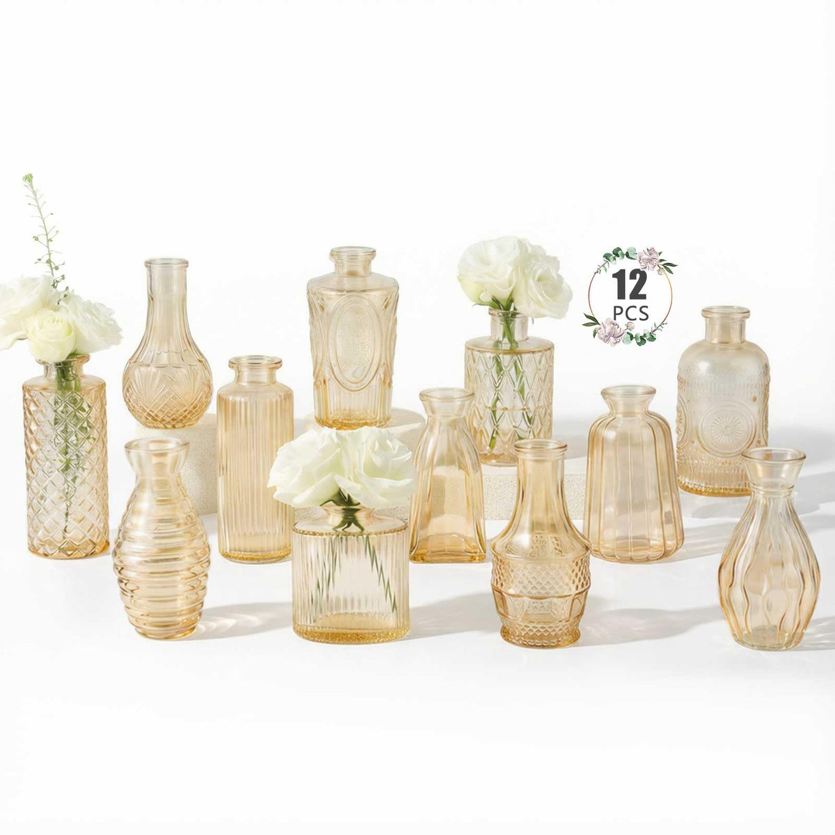 BEAHOT 12-pack gold bud vases for elegant table decor
