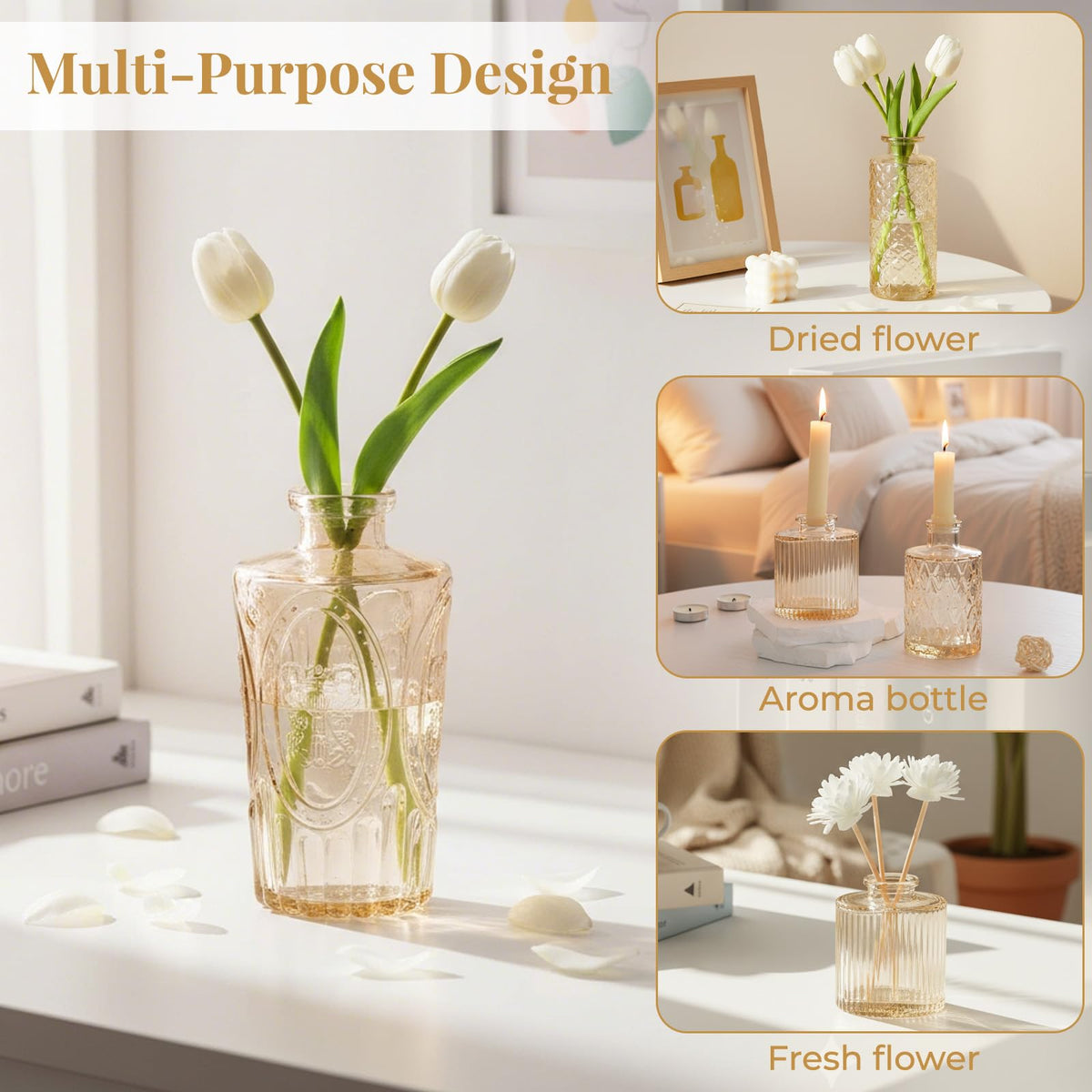 BEAHOT hand-blown borosilicate bud vase with scratch-free surface