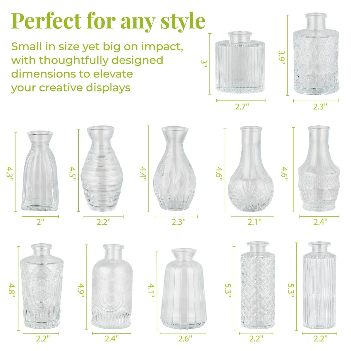BEAHOT mini glass vase thick showcases sturdy construction for durable home decor.