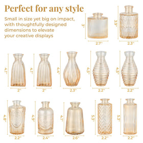 BEAHOT mini vintage glass bud vase set for delicate bouquets