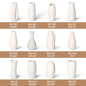BEAHOT mini white vases showcase 12 unique designs for mixed floral displays.