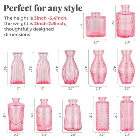 BEAHOT pink bud vases with vintage patterns ideal for weddings.
