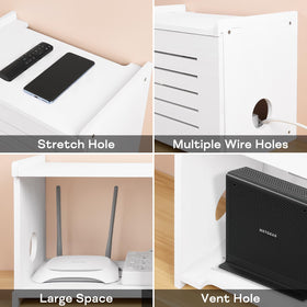 BEARUT White Router Shelf in use on a desk setup saves space.