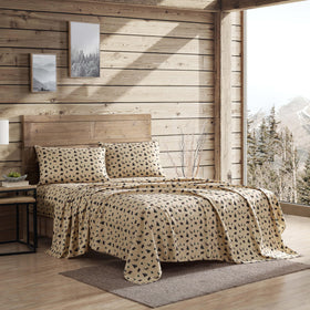 Beatrice Home Fashions Cozy Cabin queen fitted sheet with deep pockets for secure fit