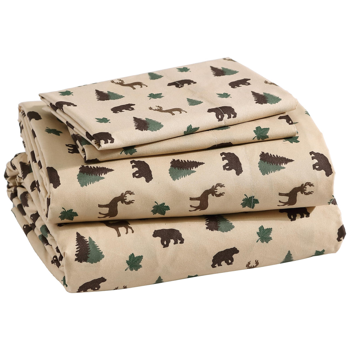 Beatrice Home Fashions Cozy Cabin queen flat sheet with rustic patchwork print for all-season use