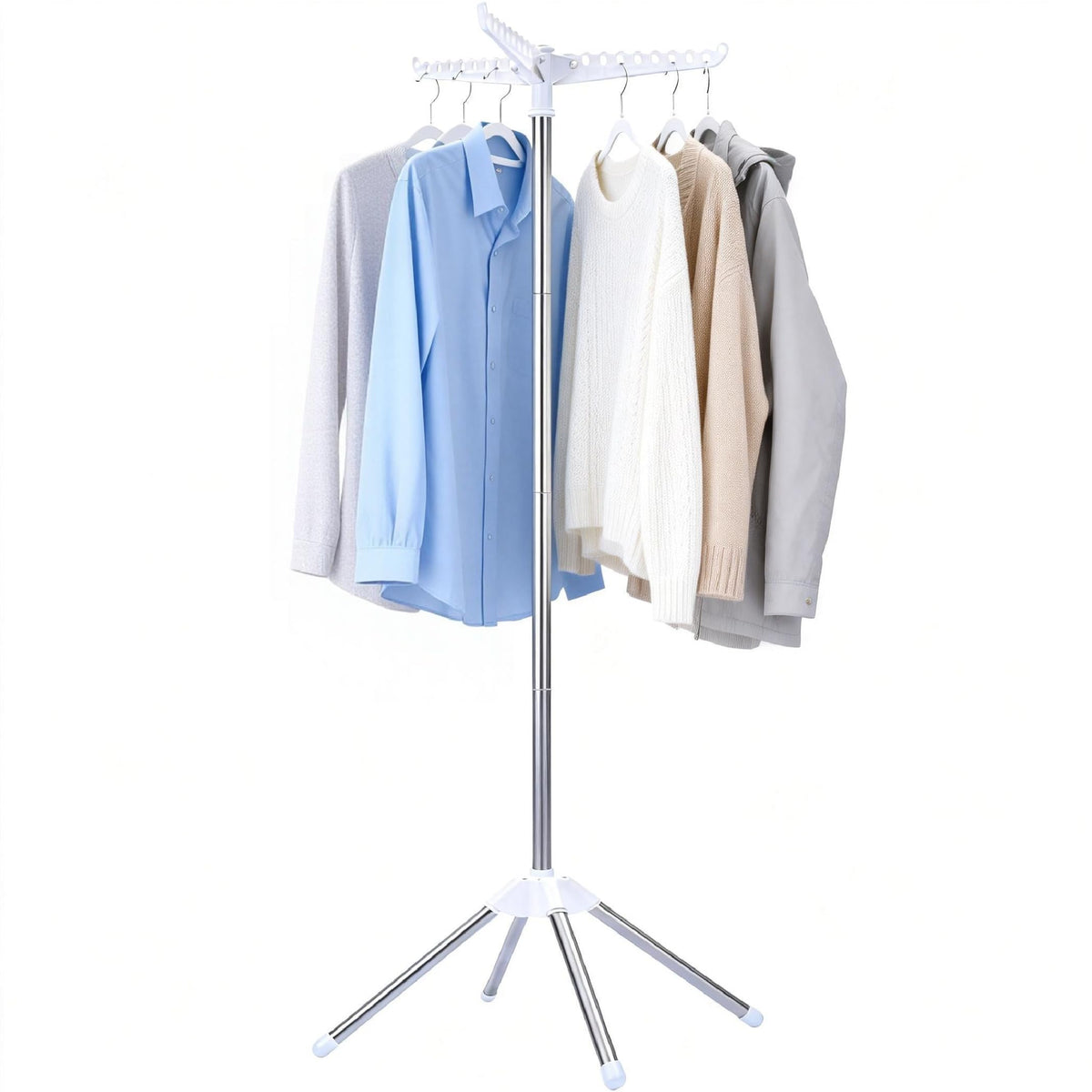 Beaudaily foldable drying rack in a compact living space showing space-saving design