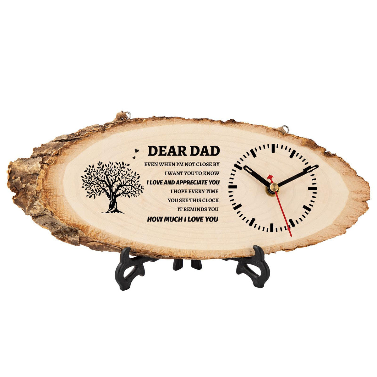 BeauGift wooden clock engraving with heartfelt message for dad