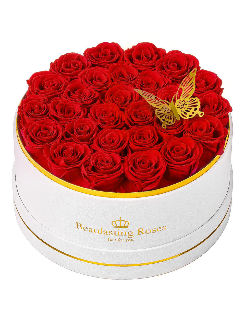Beaulasting Roses 27-preserved-roses-box offers year-long color and a refined display.