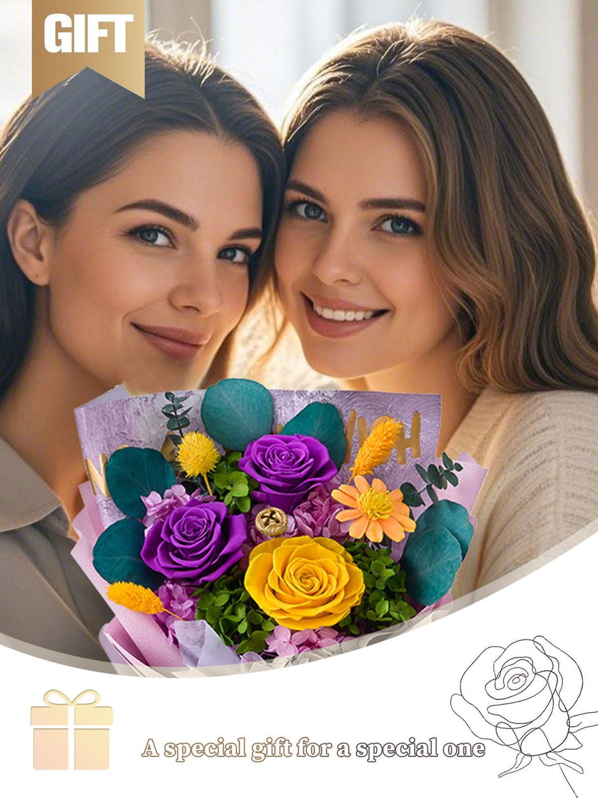 Beaulasting Roses luxury gift box with preserved purple roses for gifting