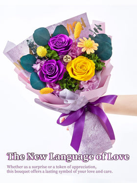 Beaulasting Roses luxury packaging for preserved purple bouquet