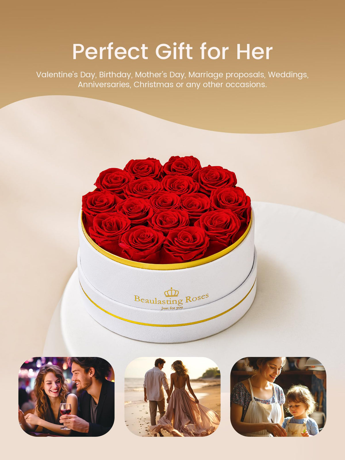 Beaulasting Roses Mother's Day gift box, bright lasting blooms for a special day.