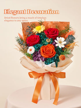 Beaulasting Roses purple bouquet display showcases elegant color for enhanced home interiors.