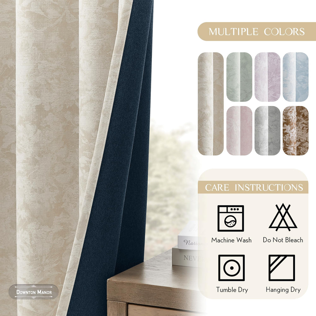Beauoop grommet top header lets panels slide smoothly along the rod