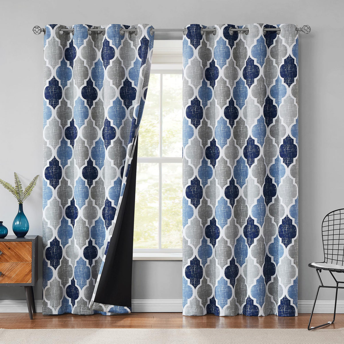 Beauoop blackout curtains with Moroccan geometric pattern for a stylish living room