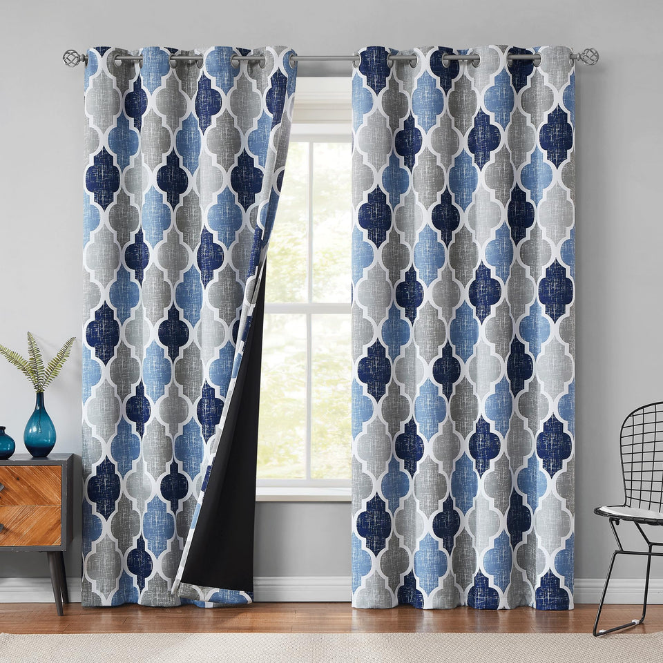 Beauoop blackout curtains with Moroccan geometric pattern for a stylish living room