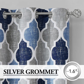 Beauoop blackout curtains close-up shows geometric Moroccan pattern and modern styling