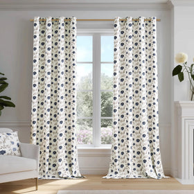 Beauoop grommet-top curtain header on floral blackout drapes
