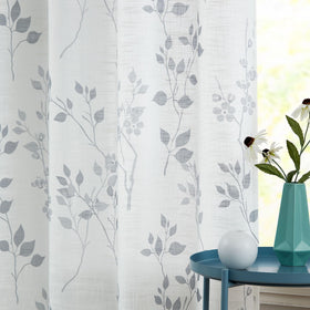 Beauoop floral leaf pattern curtains with linen texture and soft drape
