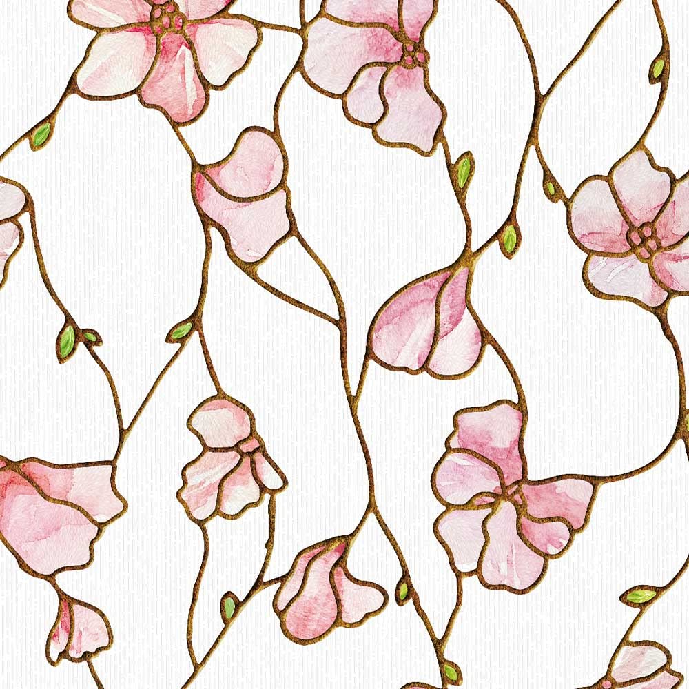 BEAUS TILE UNI Cherry Blossom 3D stained glass window film adds soft light diffusion
