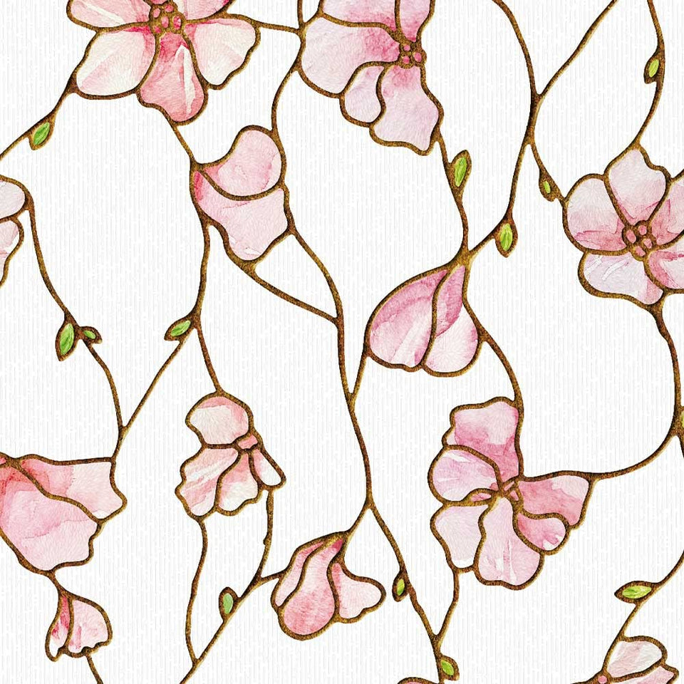 BEAUS TILE UNI Cherry Blossom 3D stained glass window film adds soft light diffusion