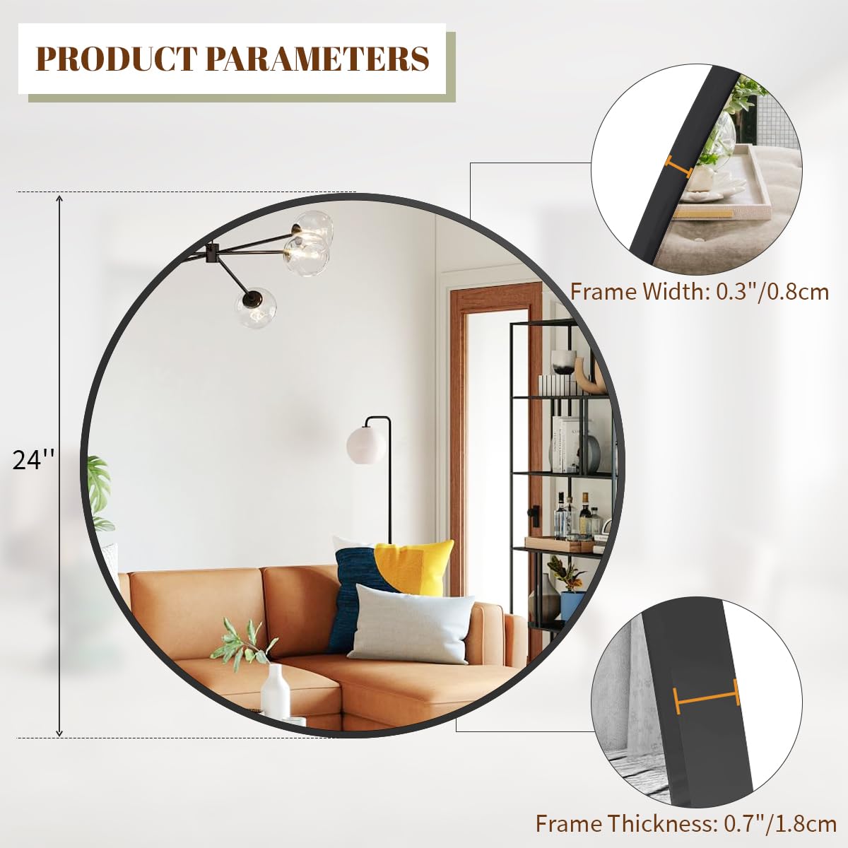 BEAUTYPEAK wall-mounted round mirror provides clear reflections for daily grooming