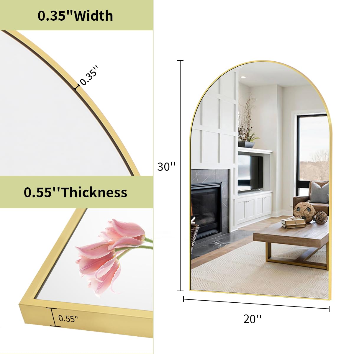 BEAUTYPEAK wall-mounted vanity mirror suits bedrooms, bathrooms, or entryways