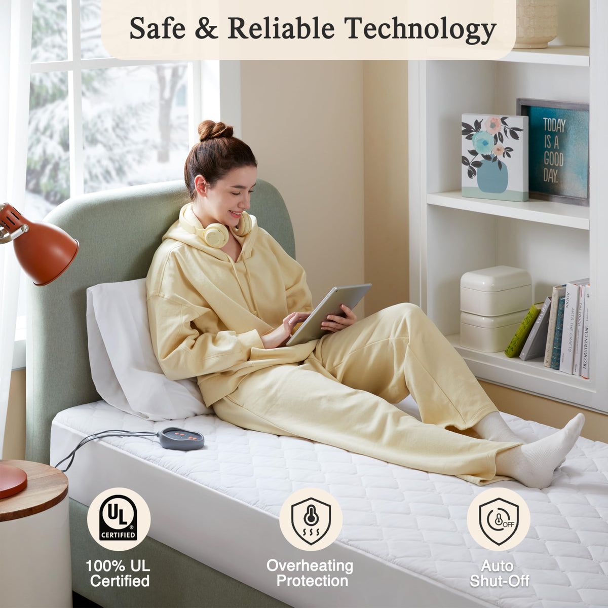 Beautyrest deep-pocket fitted skirt fits up to 18-inch mattresses.