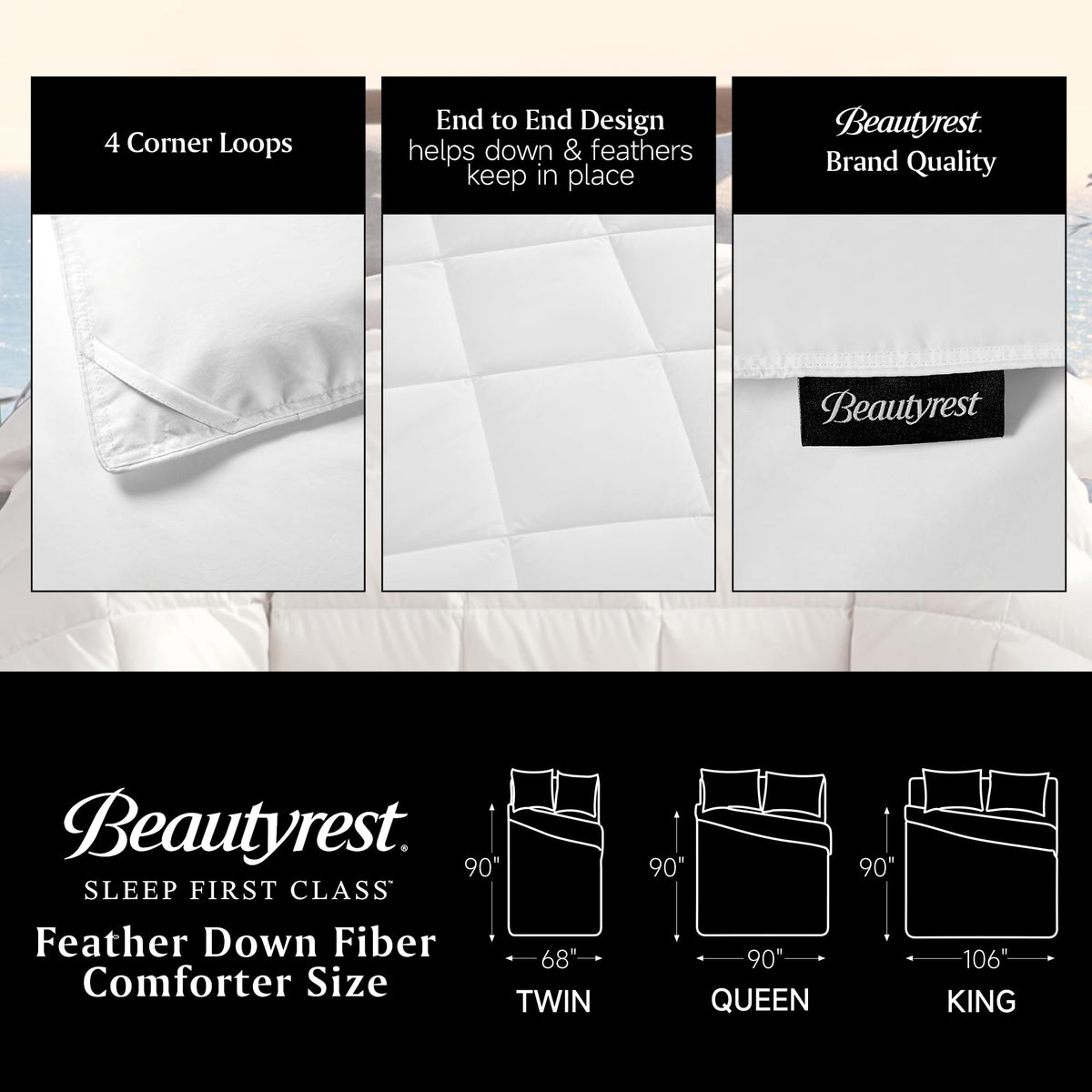 Beautyrest easy-care duvet insert with low-maintenance care and lasting loft.