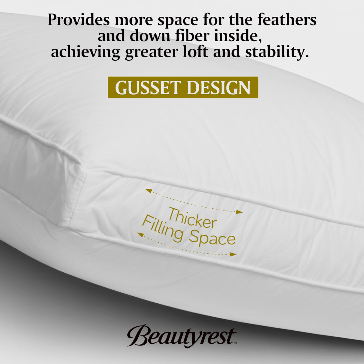 Beautyrest goose feather down fiber pillow close-up fabric with breathable cotton cover