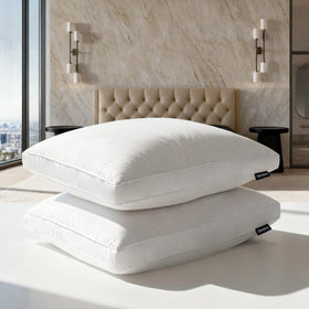 Beautyrest goose feather down fiber pillow top view shows cloud-soft comfort for all sleep positions.