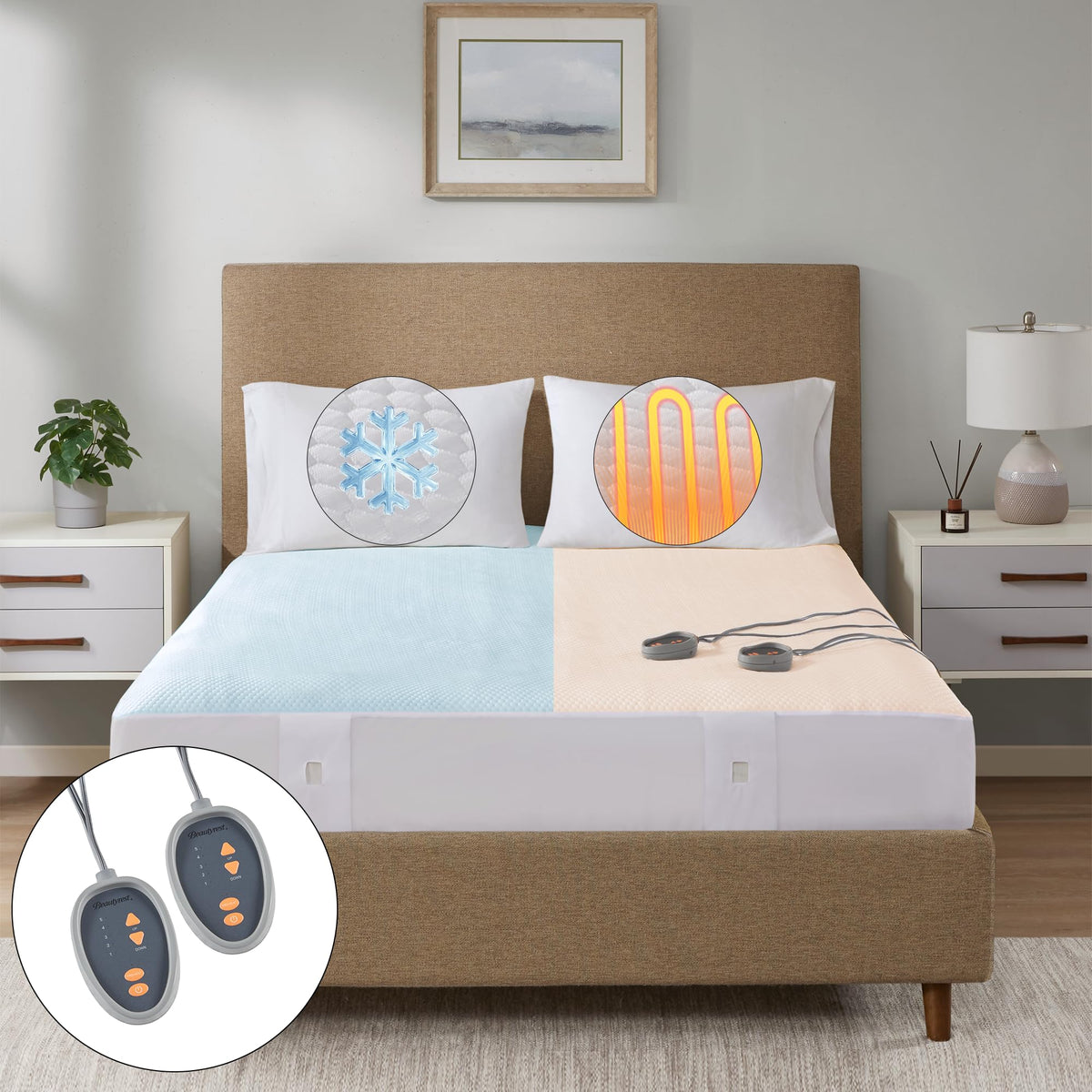Beautyrest king heated pad with cool touch fabric for comfortable nights