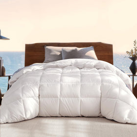 Beautyrest king-size white goose feather down comforter offers hotel-quality warmth for all-season use.