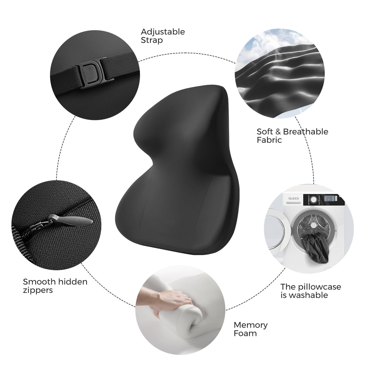 BEBAS enlarged pillow surface providing ample support in varied seating positions