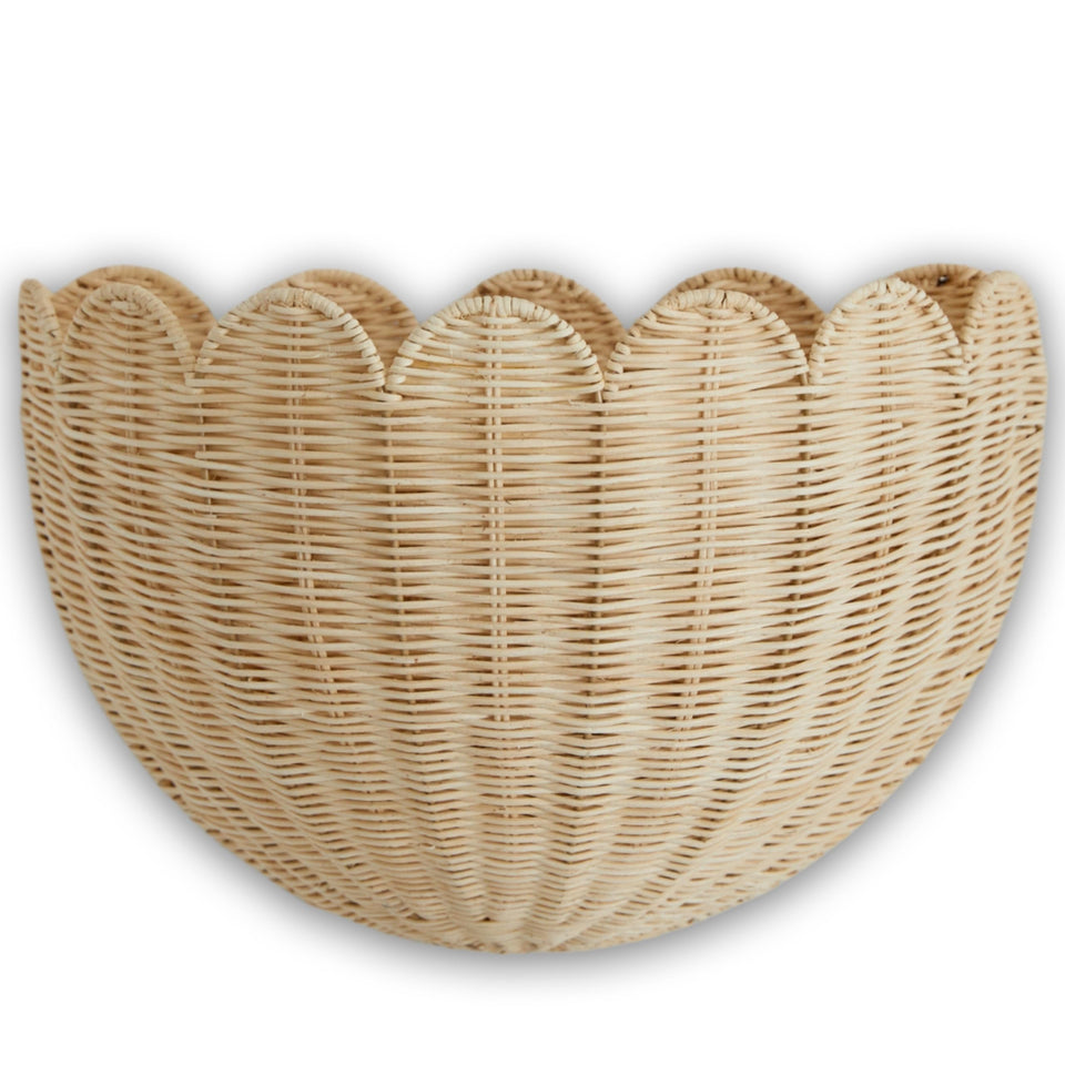 BEBE BASK Lola scalloped wall basket mounted for stylish storage