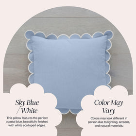 BEBE BASK blue scalloped pillow cover fabric texture closeup