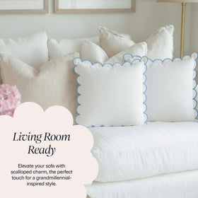 Bebe Bask Margot scalloped cover is machine washable for easy care.