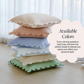 Bebe Bask Margot scalloped cover machine washable for easy care.