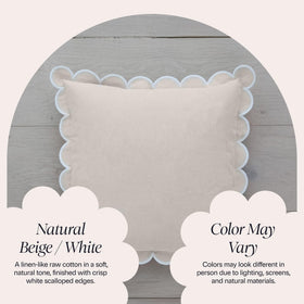 Bebe Bask Margot scalloped cover on bed creating cozy, inviting bedroom accent.